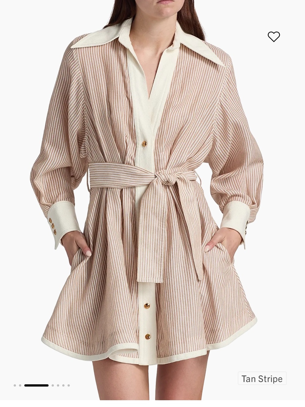 Zimmermann Hypnotic Tuck Striped Poplin Mini Shirtdress Zimm size 0